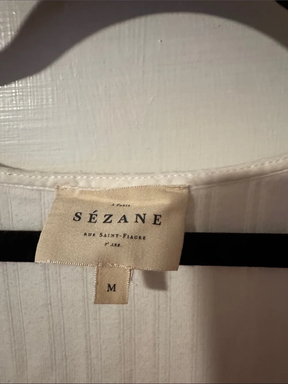 Sezane Mao Ecru White Ribbed T-shirt Size Medium - Picture 2 of 10